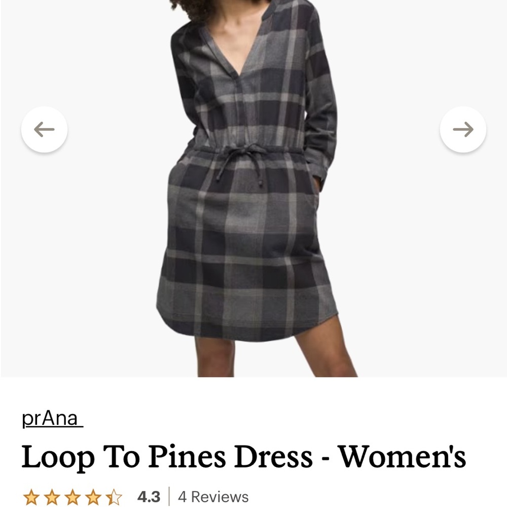 Prana Black and Gray Plaid Dress